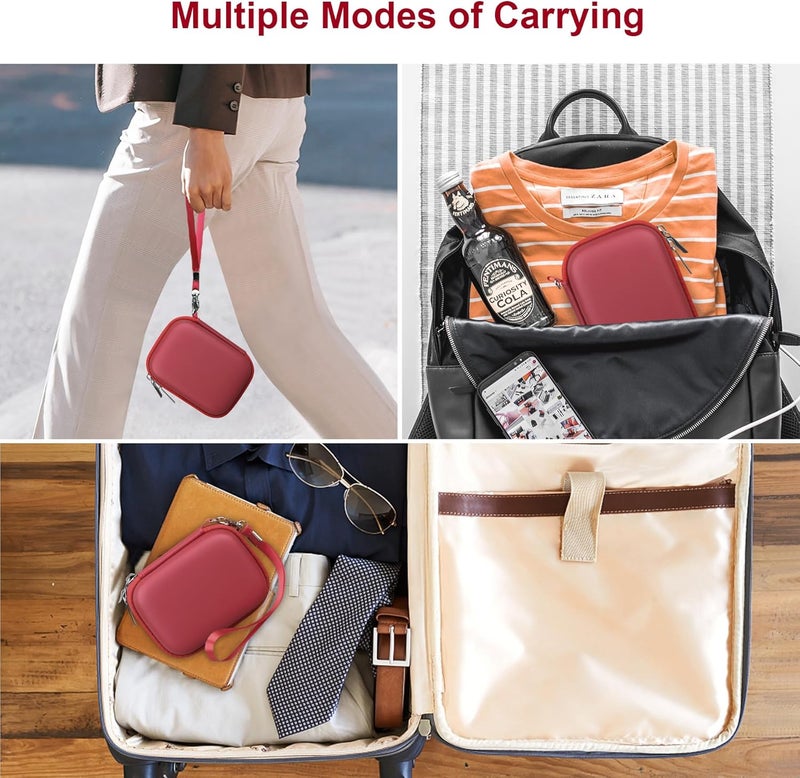 Canboc Carrying Case for Kodak PIXPRO FZ55/ FZ45 16MP Digital Camera, FZ45 Video Vlogging Camera Bag, Mesh Pocket fit Cable, SD Card, Red (Case Only) - Image 3